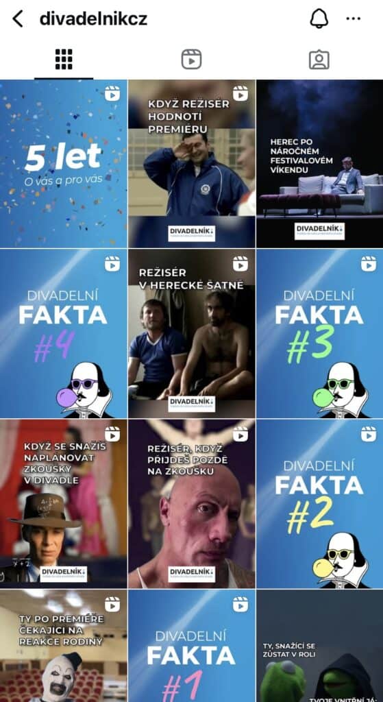 Screenshot č. 4 z Instagramu Divadelník.cz 