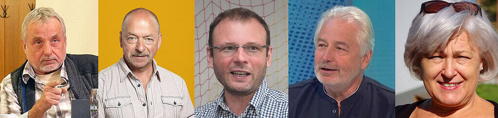 Porota KDP 2025, zleva: Schejbal, Kolínský, Horký, Svoboda, Kodešová